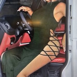 Shein lace up side split mock neck bodycon dress